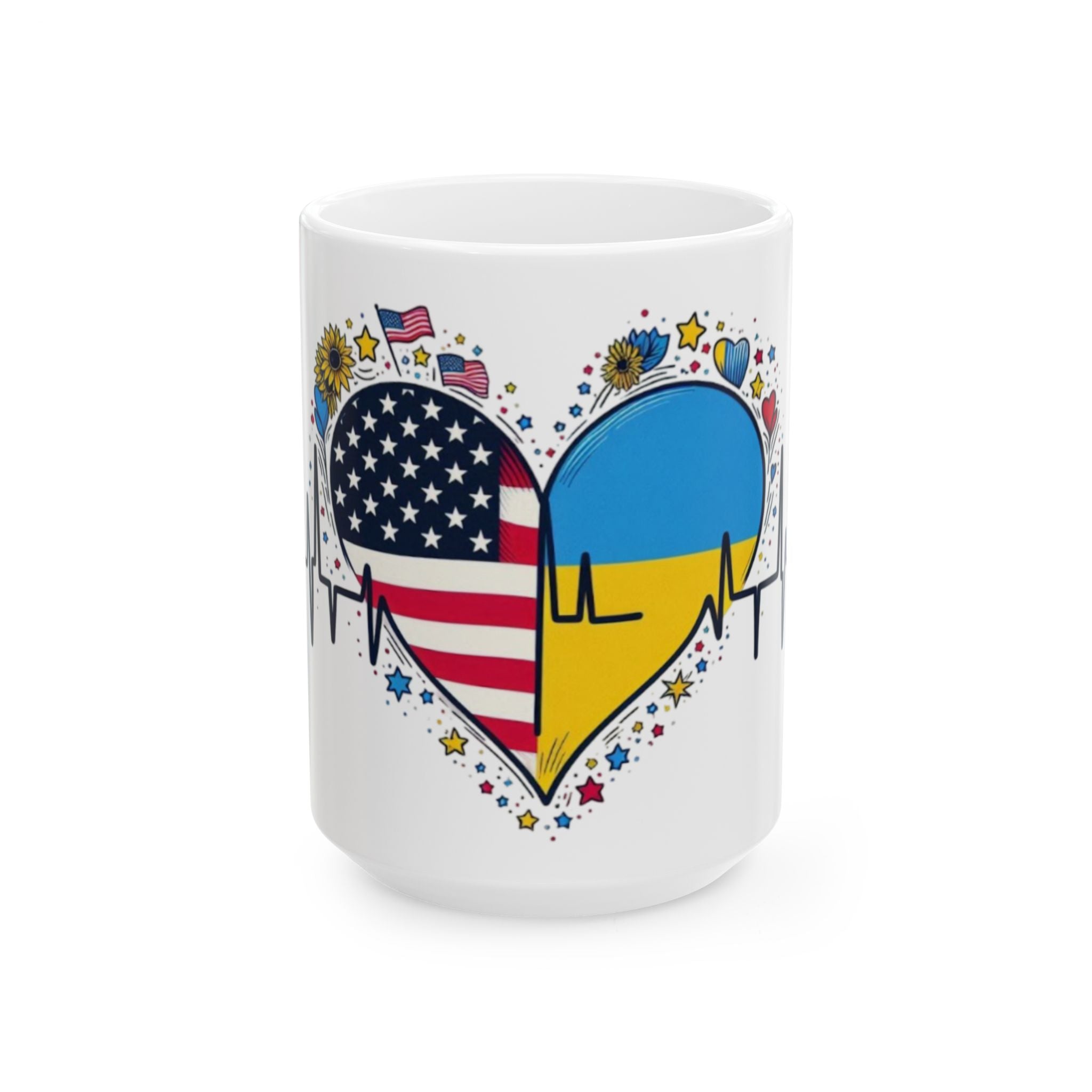 Unity in a Cup Mug – Heart of Ukraine & USA