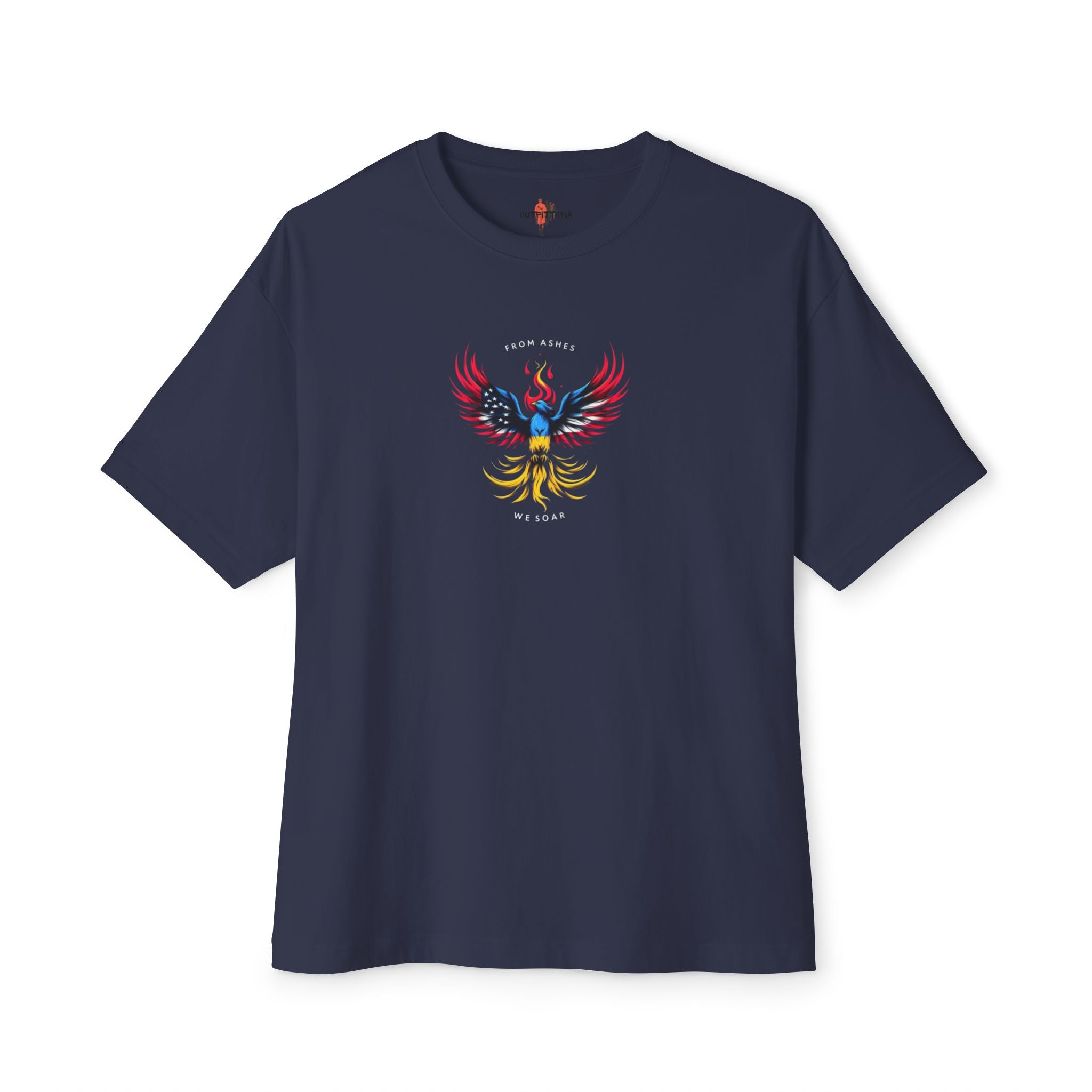 Rise Resilient: Phoenix in USA & Ukraine Colors Tee