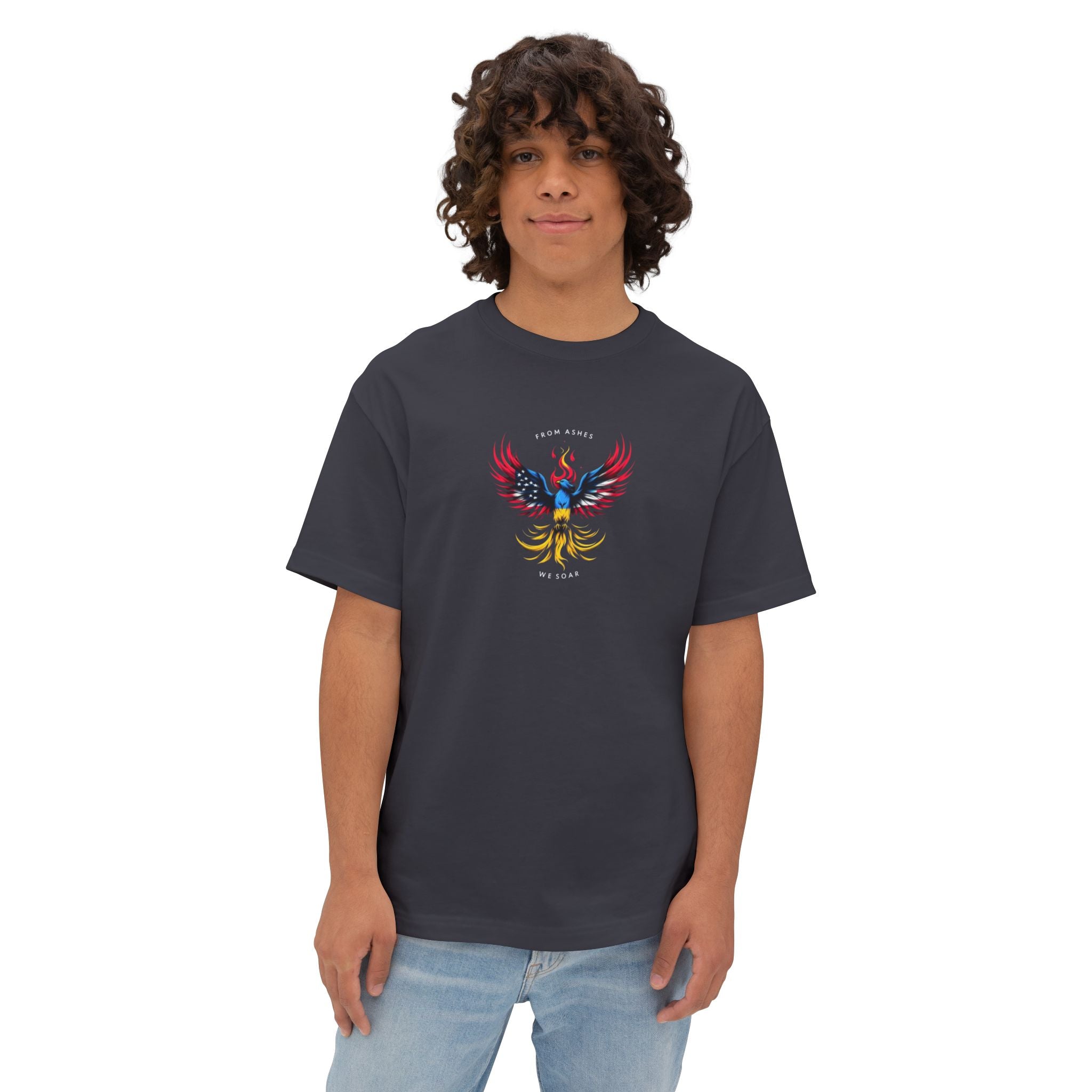 Rise Resilient: Phoenix in USA & Ukraine Colors Tee