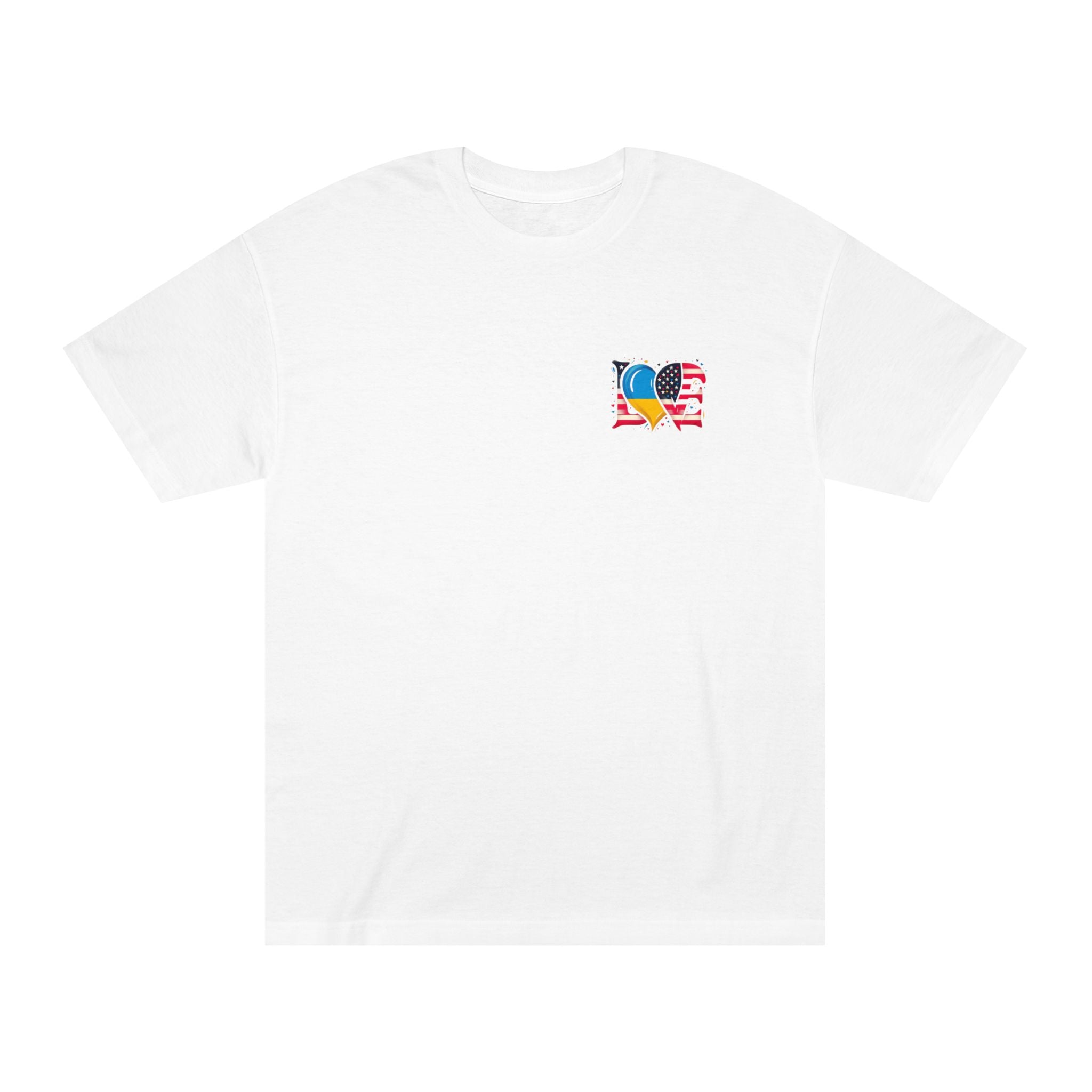 Love Knows No Borders: USA & Ukraine Color Block Tee