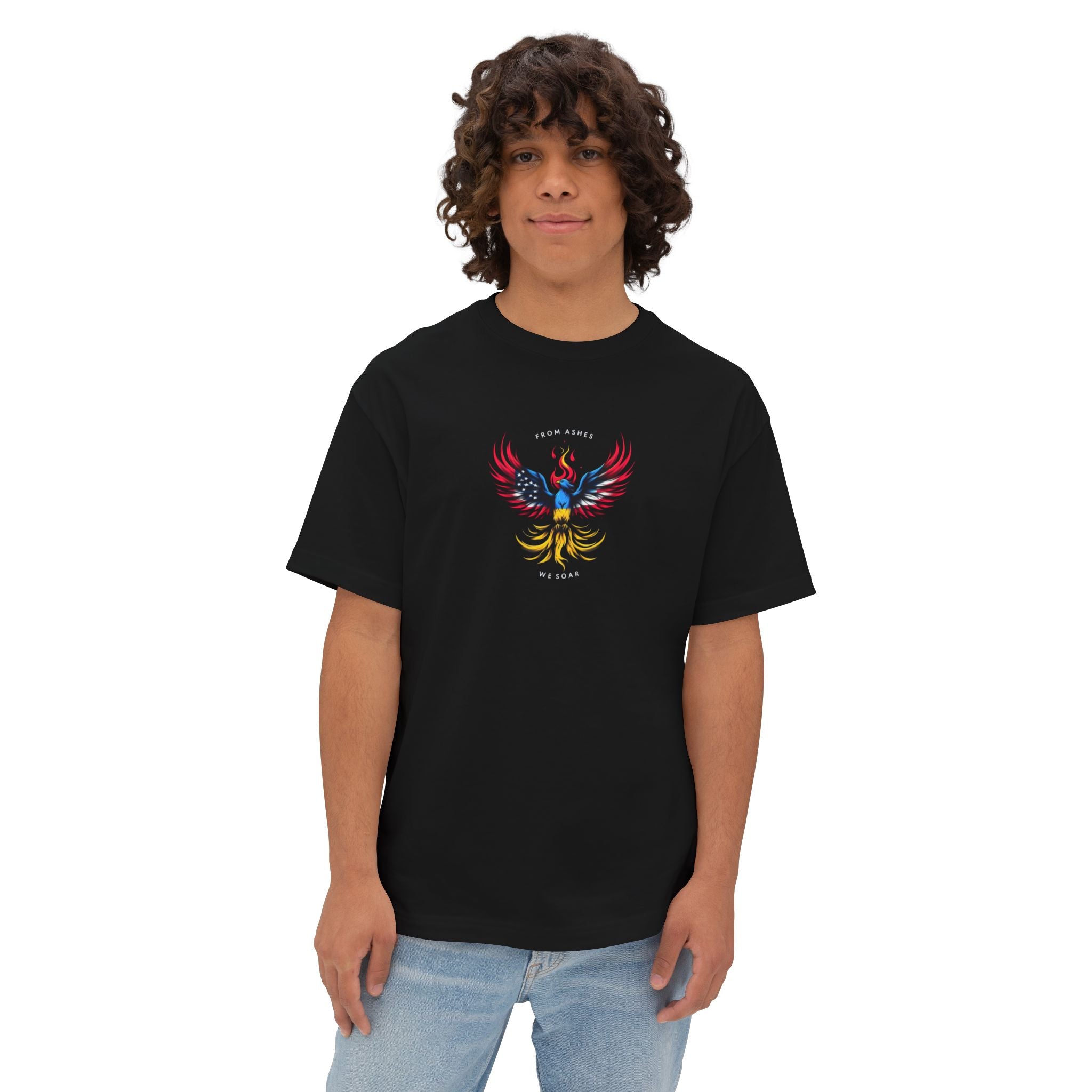 Rise Resilient: Phoenix in USA & Ukraine Colors Tee