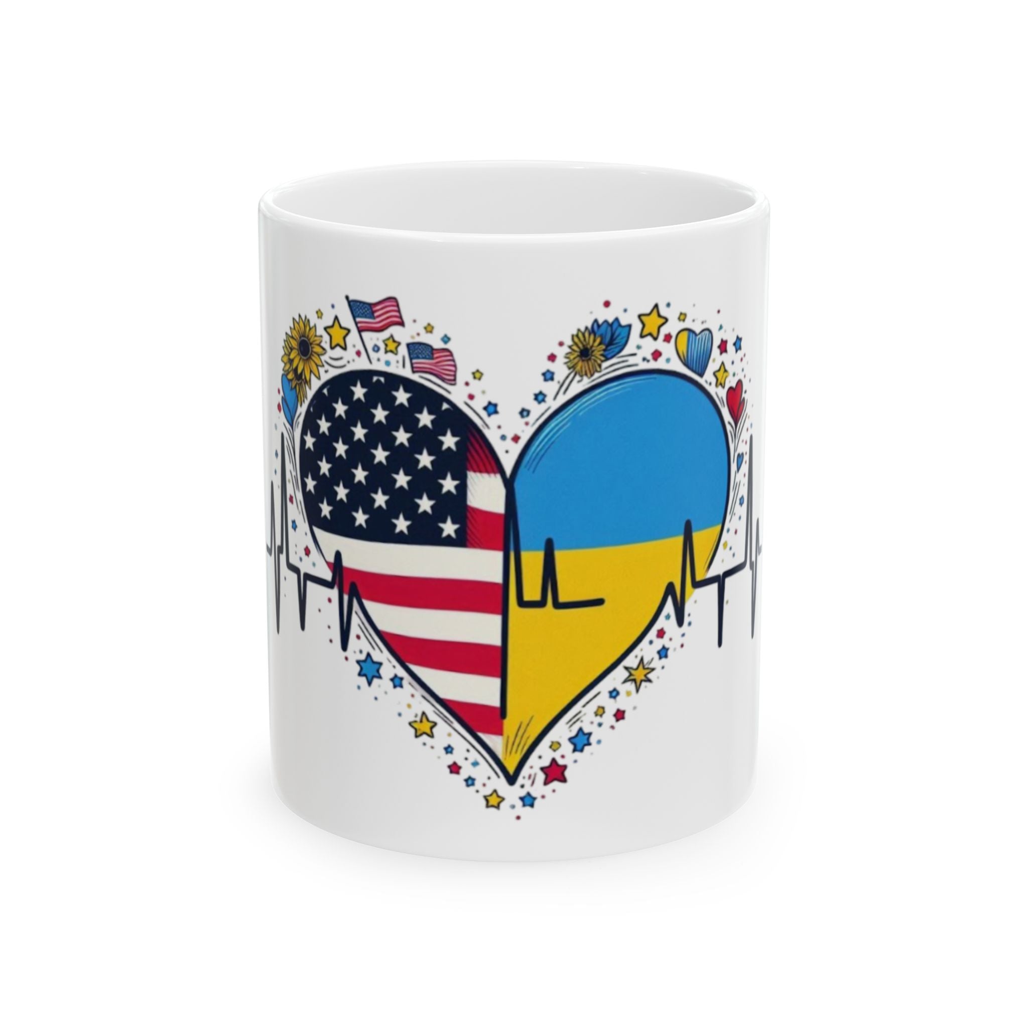 Unity in a Cup Mug – Heart of Ukraine & USA